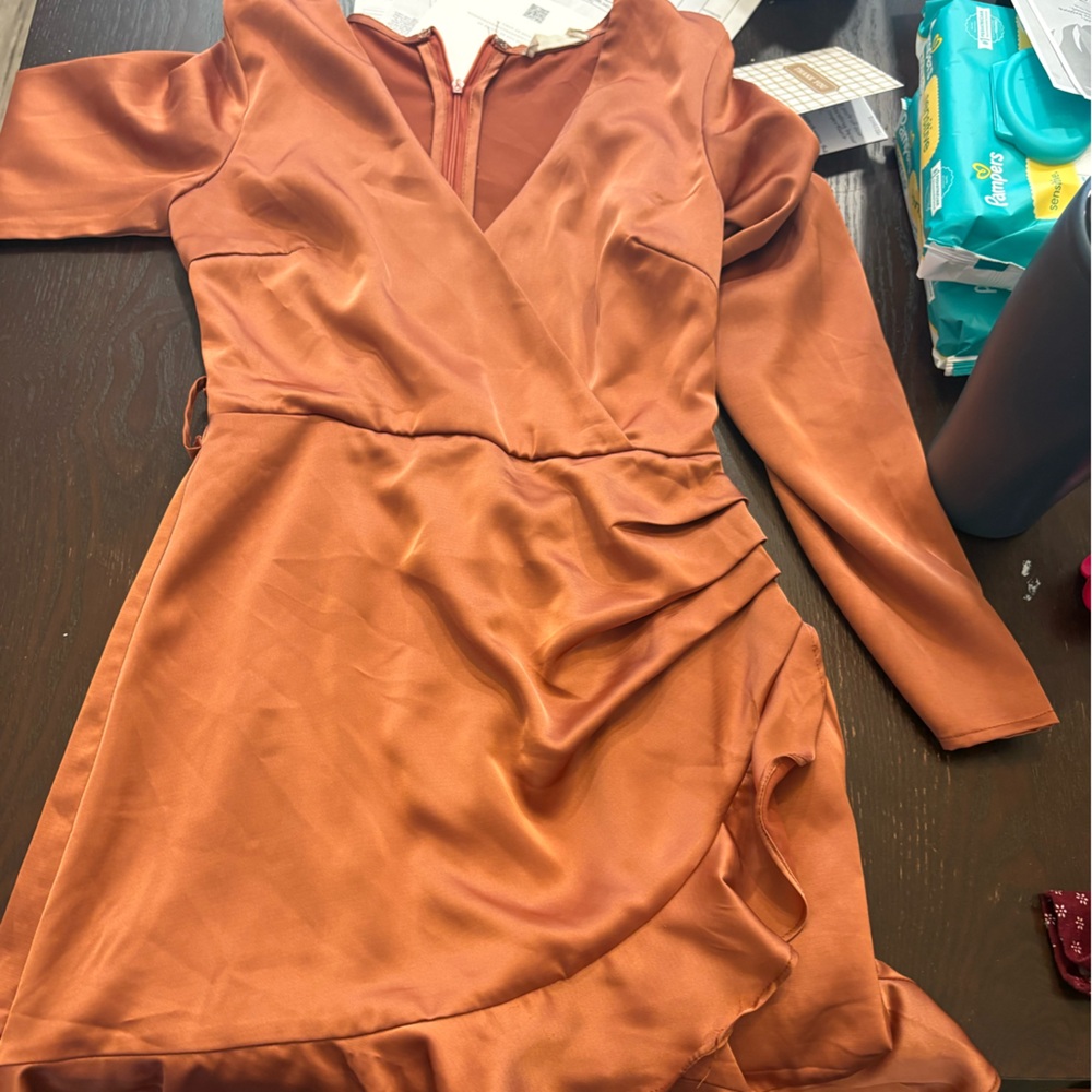 Altar'd State Rust Mini Wrap Dress - Picture 2 of 3